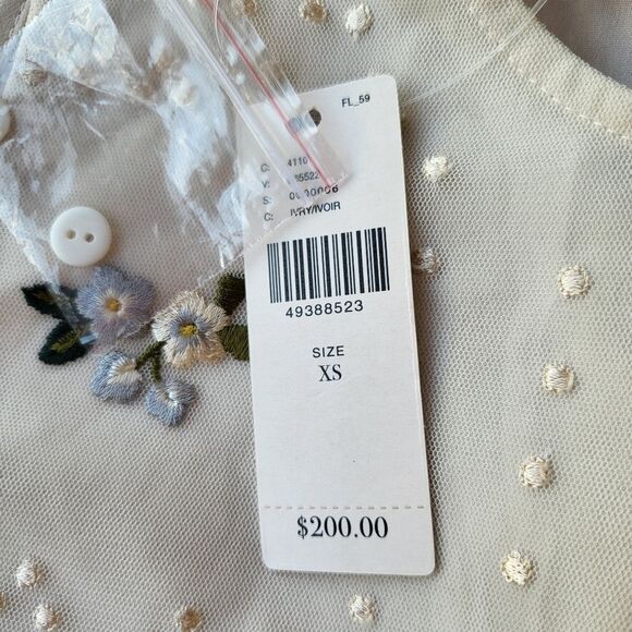 NWT Anthro Sahil Kochhar Whote Dylan Embroidered Button Back Mesh Tank Top XS - Picture 10 of 10